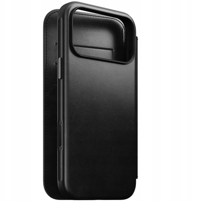Futrollë Nomad për iPhone 17 Pro Max Modern Folio, lëkurë Horween, me xhepa për karta, e zezë