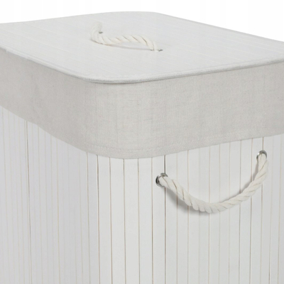 Shportë rrobash Songmics ZORA, bambu, 72L, e bardhë