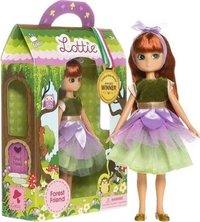 Kukull Lottie Forest Friend, 18 cm, me fustan vile, jeshile vjollcë