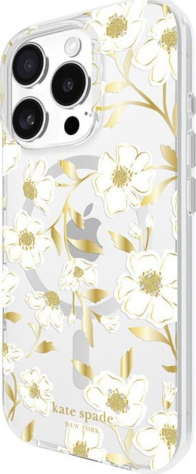 Mbrojtëse telefoni Kate Spade New York Sunshine Floral MagSafe, për iPhone 16 Pro, e tejdukshme me lule me ngjyrë ari