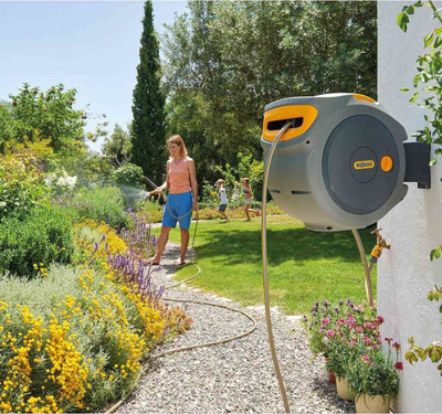 Mbështjellës makine për zorrë Hozelock AutoReel, 25 m, për mur, gri