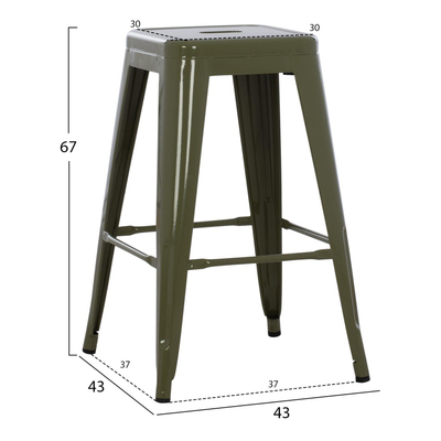 Stol metalik Melita 43×43×67 cm (HM8573.03), gjelbër