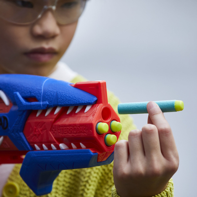 Lodër lëshuse Nerf Hasbro DinoSquad Terrodak, 4 fishekë shkumë, shumëngjyrësh