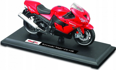 Model motor MAISTO Kawasaki Ninja ZX 14R, shkalla 1:18, me bazament, i kuq
