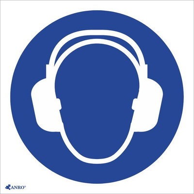 Sticker Anro Label Wear Hearing Protection, i kaltër