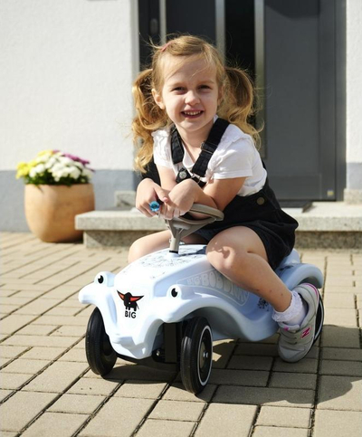 Makine lodër ride-on BIG Bobby Car Classic Blowball, 4 rrota, bori mekanike, blu e çelët