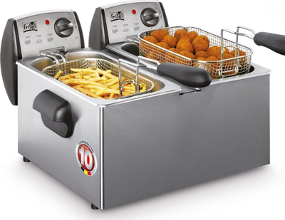 Фритеза Fritel Duo FR 1850, 2200W, систем cold zone, сребрена