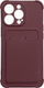 Këllëf telefoni Armor për Samsung Galaxy A22 4G, xhep për karta, silikoni, ngjyrë burgundy
