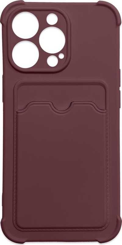Këllëf telefoni Armor për Samsung Galaxy A22 4G, xhep për karta, silikoni, ngjyrë burgundy