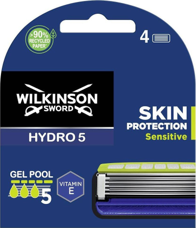 Резервни глави за брич Wilkinson Hydro 5 Skin Protection Sensitive, 4 парчиња