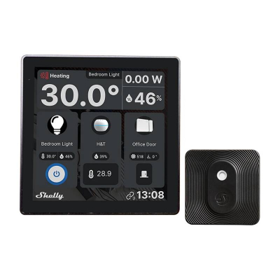 Panel muri smart Shelly Wall Display + BLU H&amp;T, WiFi, ekran me prekje, i zi