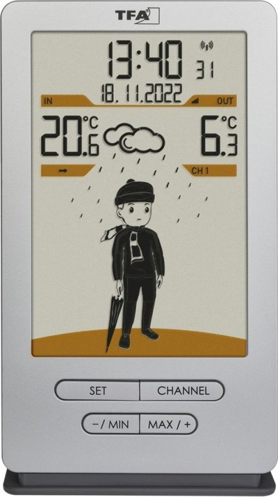 Stacion moti TFA Dostmann Weather Jack 35.1166.54, wireless, temperaturë brenda dhe jashtë