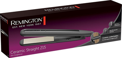 Drejtues flokësh Remington Ceramic Straight 215 S1370, 215°C, pllaka qeramike, i zi
