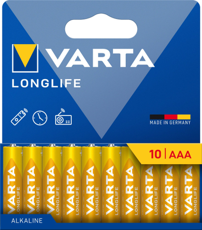 Bateri alkaline VARTA LONGLIFE Micro AAA, paketim 10 copë