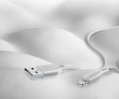 Kабел УСБ А во Лајтнинг Cellularline Soft Cable, 1.2 m, MFi, сива
