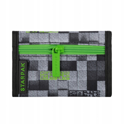 Portofol fëmijësh Starpak Game, mbyllje me Velcro, xhep me zinxhir, gri e zezë