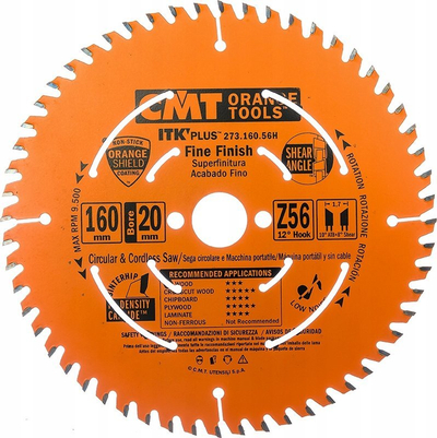 Teh sharre rrethore CMT 273.160.56H Ultra Finish, 160mm, 56 dhëmbë, portokalli