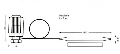 Termostat për nën dysheme Herz, me sensor kapilar 2 m, 20–50°C, i bardhë
