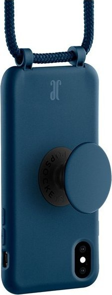 Këllëf telefoni Just Elegance Blue Sapphire, me Pop Grip dhe litar, për iPhone X XS, blu safir