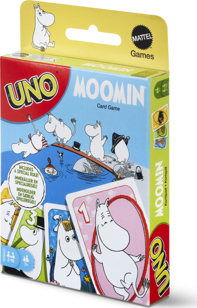 Lojë me letra Mattel UNO Moomin, për familje, 2 deri në 10 lojtarë