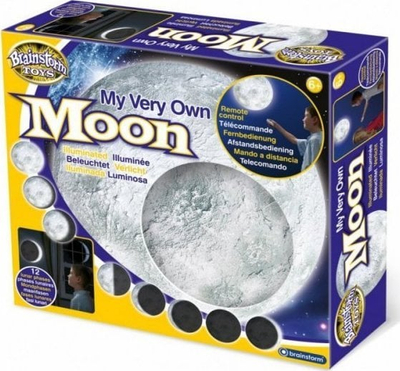 Ноќна ѕидна светилка MG My Own Moon Brainstorm, 12 фази на Месечината, со далечински управувач, сива