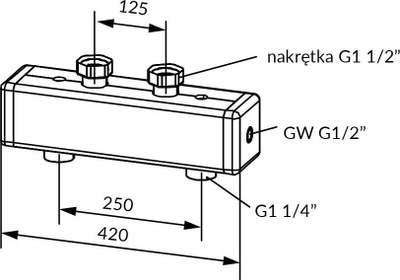 Ndarës hidraulik Afriso HW për kolektor KSV 125, 70 kW, i çeliktë
