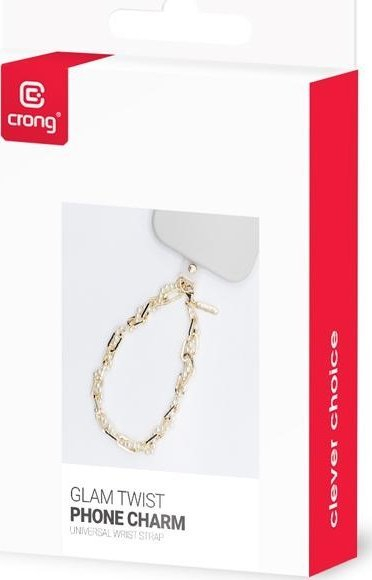 Varëse telefoni Crong Glam Twist, me zinxhir ngjyrë ari, me adapter universal, shumëngjyrëshe