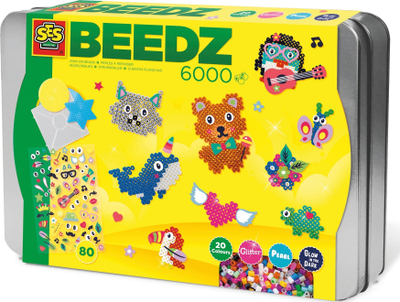 Set krijues SES Creative 06139 Iron on Beads Luxury Sorting Box, kuti metalike, rruaza hekurosëse, shumëngjyrëshe