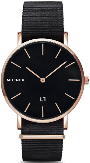 Orë dore Millner Hallfield S, 36 mm, e zezë