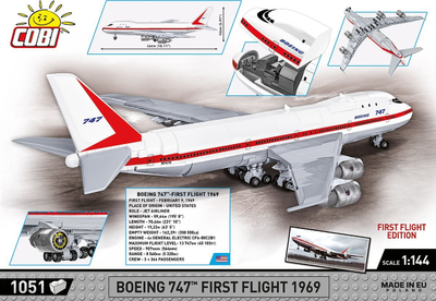 Set ndërtimi Cobi Boeing 747 First Flight Edition, 1:144, mbi 1000 copa, shumëngjyrësh