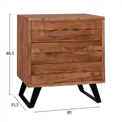 Dollap  Fansi 3-sirtarësh prej druri akacie 80×35×85 cm (HM8474)