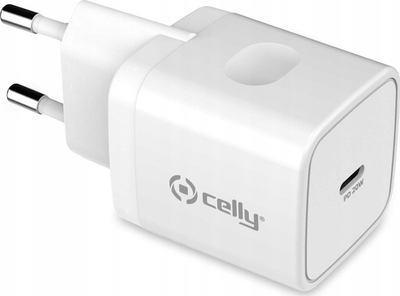Полнач за ѕид Celly ProPower TC1USBC20WWH, USB C, 20W, бел