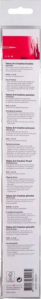 Set furça pikture Talens Art Creation 2-6-10, hog bristle, për vaj dhe akrilik, dru natyral