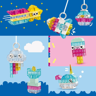 Kuti lodrash ndërtimi Magical Transparent Box, tulla shumëngjyrëshe, gjysmë të tejdukshme