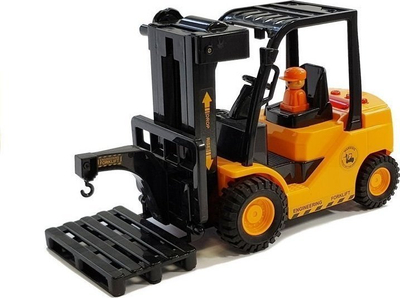 Lodër forklift me drita edhe zë, pirunë lëvizës, plastikë, portokalli