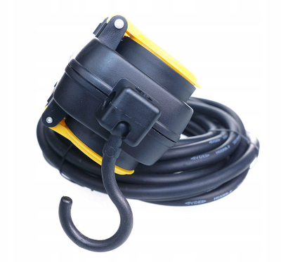 Parrullë zgjatuese Construction, 10m, 4 priza, 3x1.5 mm², IP44, e zezë