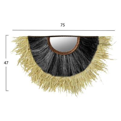 Pasqyrë gjysëm-rrumbullakët sisal-abace 85×3×50 cm (HM7799), zezë