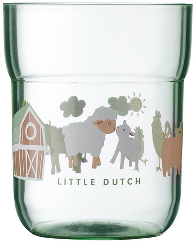 Gotë fëmijësh Little Dutch Little Farm, plastike pa BPA, 250 ml, transparente me ilustrime ferme