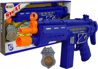 Set lodër policie Police Gun Set Badge, pistoletë 37cm, me dritë dhe zë, blu e errët