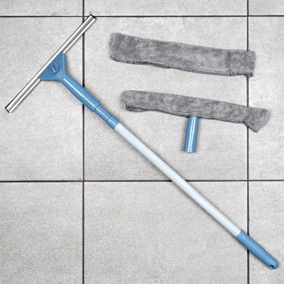 Set pastrimi Ultra Clean, 4 pjesë, me bisht teleskopik 95 cm, blu/gri
