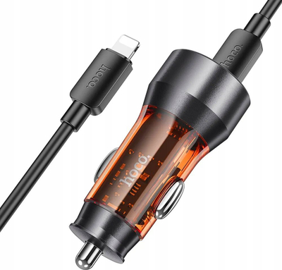 Karikues makine Hoco 43W, USB A dhe USB C, me lejkë Type C në Lightning, portokalli