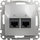 Prizë dyshe kompjuterike Schneider Electric Sedna Design SDD113462, 2xRJ45 Cat.6 UTP, e argjendtë