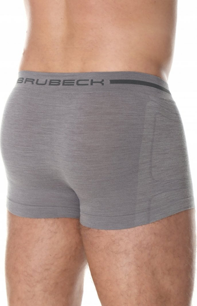 Boxer termo Brubeck Comfort Wool, lesh merino, pa qepje, gri e errët