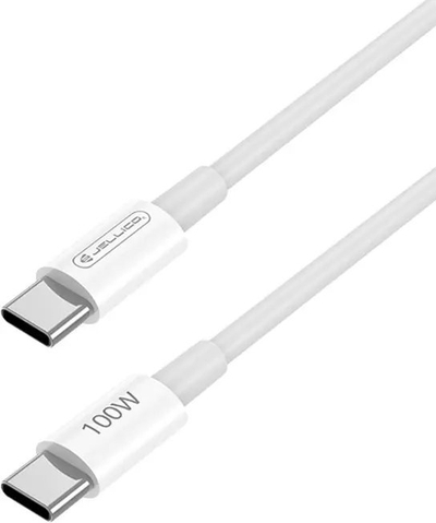 Kabllo Jellico B22 USB-C në USB-C, PD 100W, 1m, i bardhë