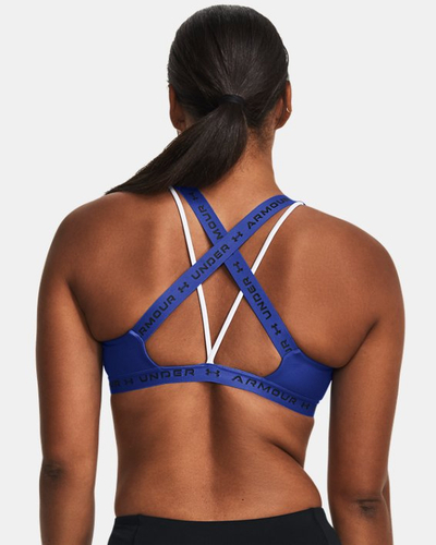 Reçipeta sportive Under Armour Crossback Low, mbështetje e lehtë, HeatGear, blu e zezë, L