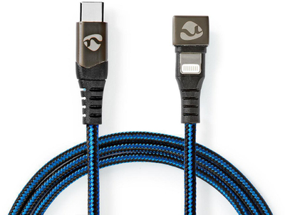 Kabllo USB C në Lightning Nedis GCTB39650AL10, 1m, me tekstil, zi me blu