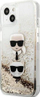 Капак за телефон Karl Lagerfeld Liquid Glitter Karl &amp; Choupette, за iPhone 13 Mini 5.4", тврда маска, златна боја