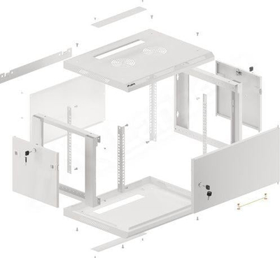 Kasetë murale rrjeti Lanberg WF01-6406-00S, 19", 6U, gri