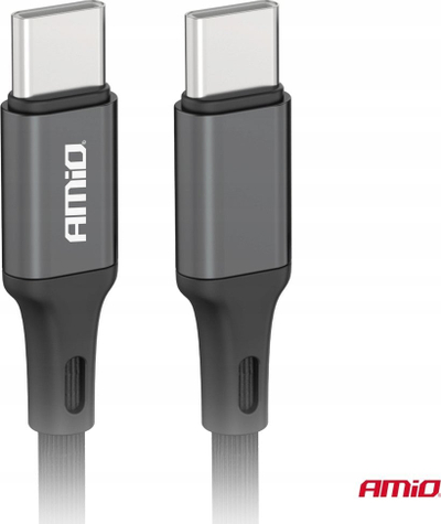 Kabllo karikimi USB AMiO 03903, USB Type C, 2m, 60W, e zezë gri