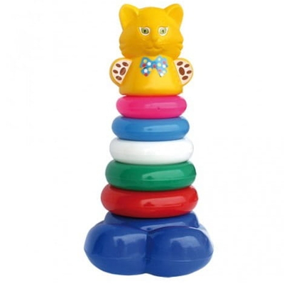 Lodër piramidë me unaza Kitten Nina, plastike, për kalamaj 18+